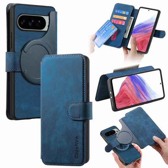 For Google Pixel 10 Pro XL / 9 Pro XL CaseNeo MagSafe RFID Anti-theft Retro Leather Phone Case(Blue)