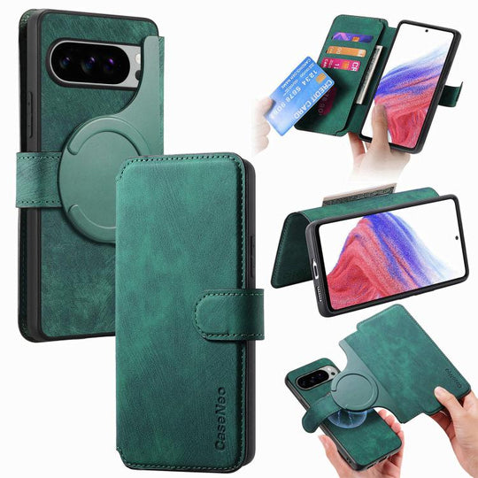 For Google Pixel 10 Pro XL / 9 Pro XL CaseNeo MagSafe RFID Anti-theft Retro Leather Phone Case(Green)