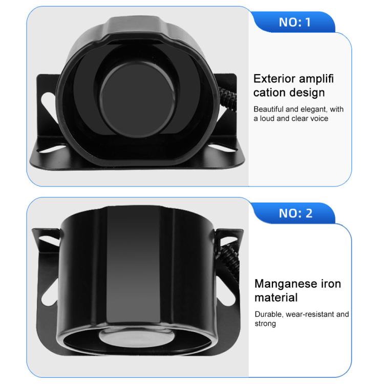 12V / 24V Waterproof Voice Reversing Horn Alarm Buzzer, with Cable(Black) - Car Amplifiers by buy2fix | Online Shopping UK | buy2fix