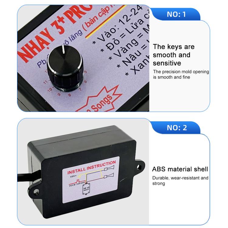 12V / 24V Universal Car Horn Controller 12 Sound Effects Sound Control Speaker(Black) - Car Amplifiers by buy2fix | Online Shopping UK | buy2fix