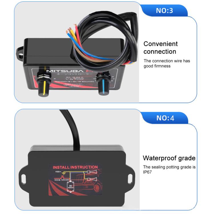 12V / 24V Universal Car Horn Controller 25 Sound Effects Sound Control Speaker(Black) - Car Amplifiers by buy2fix | Online Shopping UK | buy2fix