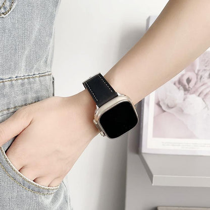 For Apple Watch 42 / 44 / 45 / 46 / 49mm xDfind Black Shark Fine Grain Leather Watch Band(Coffee Color) - Watch Bands by xDfind | Online Shopping UK | buy2fix