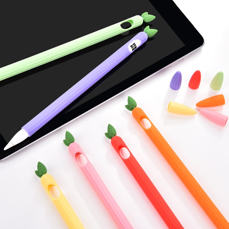 For Apple Pencil 1 Contrasting Color Mint Leaf Silicone Non-slip Protective Cover(Purple) - Pencil Accessories by buy2fix | Online Shopping UK | buy2fix