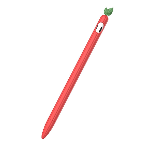 For Apple Pencil 1 Contrasting Color Mint Leaf Silicone Non-slip Protective Cover(Red) by buy2fix
