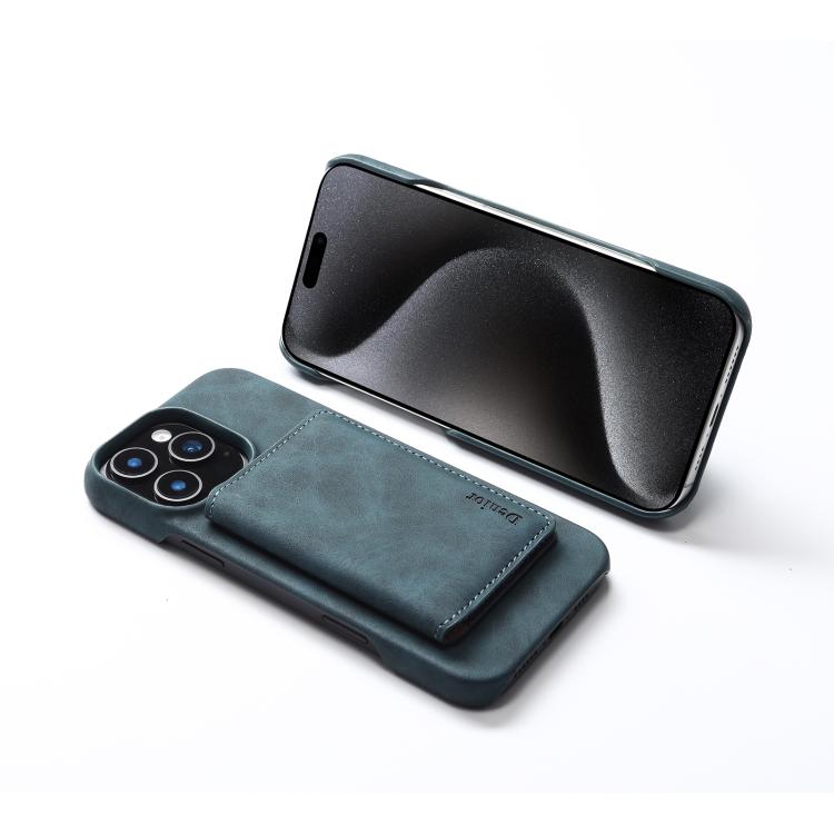 For iPhone 16 Denior D27 Retro Texture RFID MagSafe Photo Frame Card-slot Phone Case(Blue) - iPhone 16 Cases by Denior | Online Shopping UK | buy2fix