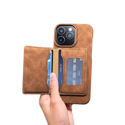 For iPhone 16 Pro Denior D27 Retro Texture RFID MagSafe Photo Frame Card-slot Phone Case(Brown) - iPhone 16 Pro Cases by Denior | Online Shopping UK | buy2fix