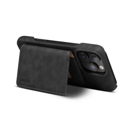 For iPhone 16 Pro Max Denior D27 Retro Texture RFID MagSafe Photo Frame Card-slot Phone Case(Black) - iPhone 16 Pro Max Cases by Denior | Online Shopping UK | buy2fix