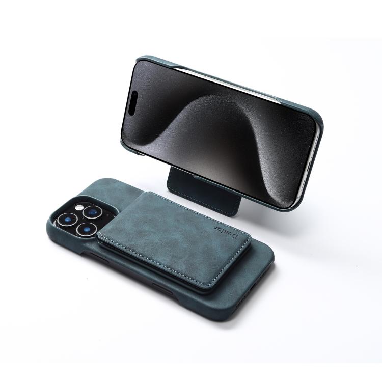 For iPhone 16 Plus Denior D28 Retro Texture RFID MagSafe Vertical Flip Card-slot Phone Case(Blue) - iPhone 16 Plus Cases by Denior | Online Shopping UK | buy2fix