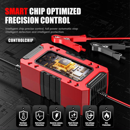 FOXSUR FBC1206F 12V 6A Car Motorcycle Battery Charger Smart Repair Multi-function Charger, EU Plug(Red) - Battery Charger by FOXSUR | Online Shopping UK | buy2fix