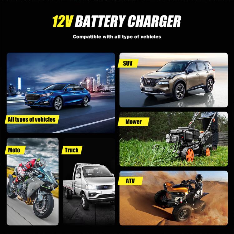 FOXSUR FBC1206F 12V 6A Car Motorcycle Battery Charger Smart Repair Multi-function Charger, US Plug(Yellow) - Battery Charger by FOXSUR | Online Shopping UK | buy2fix