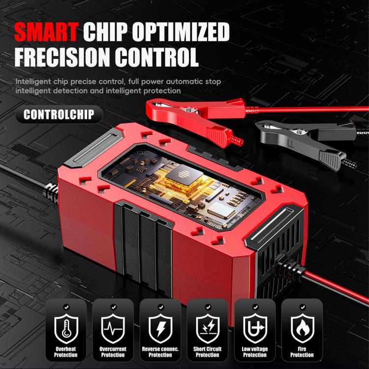 FOXSUR FBC1206F 12V 6A Car Motorcycle Battery Charger Smart Repair Multi-function Charger, UK Plug(Red) - Battery Charger by FOXSUR | Online Shopping UK | buy2fix