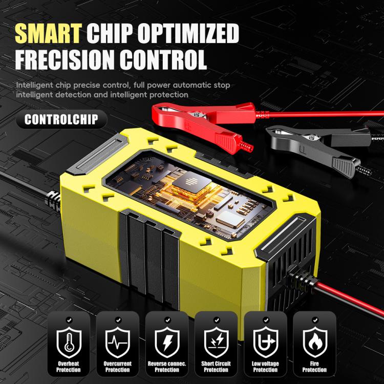 FOXSUR FBC1206F 12V 6A Car Motorcycle Battery Charger Smart Repair Multi-function Charger, UK Plug(Yellow) - Battery Charger by FOXSUR | Online Shopping UK | buy2fix