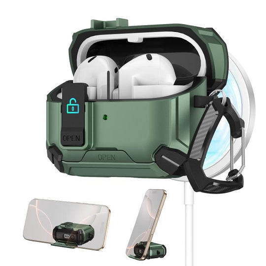 For Samsung Galaxy Buds 3 / 3 Pro Two Color Magnetic Holder Earphone Case(Black Green)