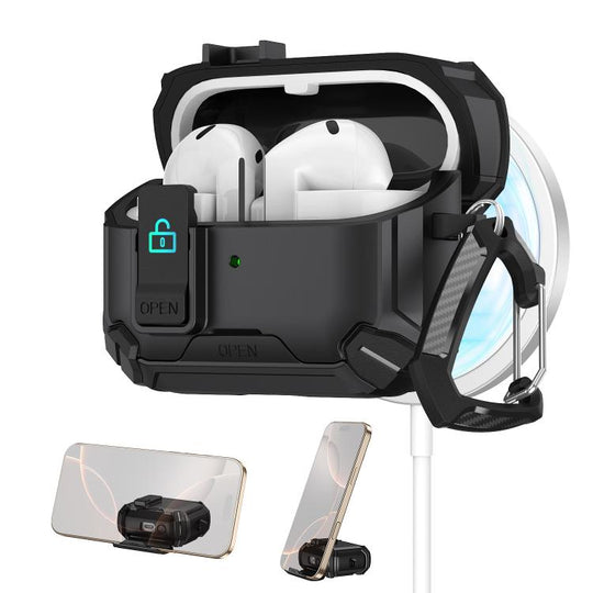 For Samsung Galaxy Buds 3 / 3 Pro Two Color Magnetic Holder Earphone Case(Black)
