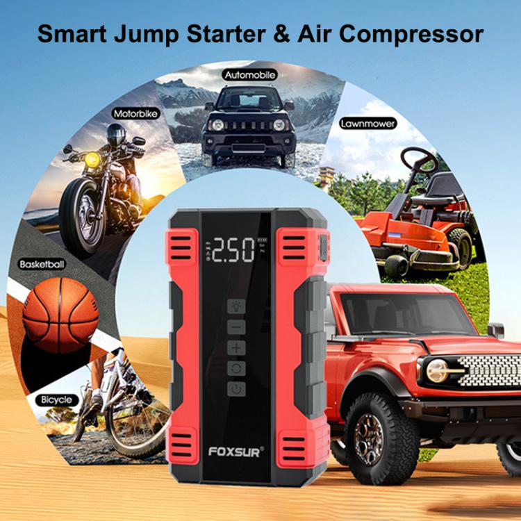 FOXSUR Car Emergency Starter Power Supply Multi-function Portable Car Air Pump(Red) - Power Bank by FOXSUR | Online Shopping UK | buy2fix