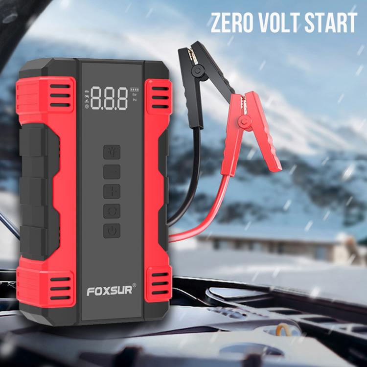 FOXSUR Car Emergency Starter Power Supply Multi-function Portable Car Air Pump(Red) - Power Bank by FOXSUR | Online Shopping UK | buy2fix