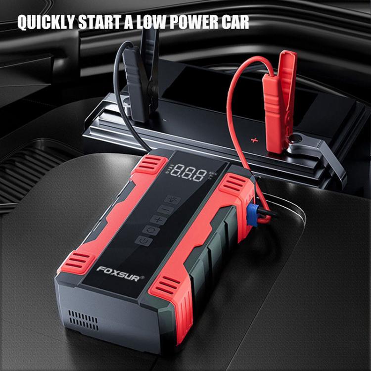 FOXSUR Car Emergency Starter Power Supply Multi-function Portable Car Air Pump(Red) - Power Bank by FOXSUR | Online Shopping UK | buy2fix