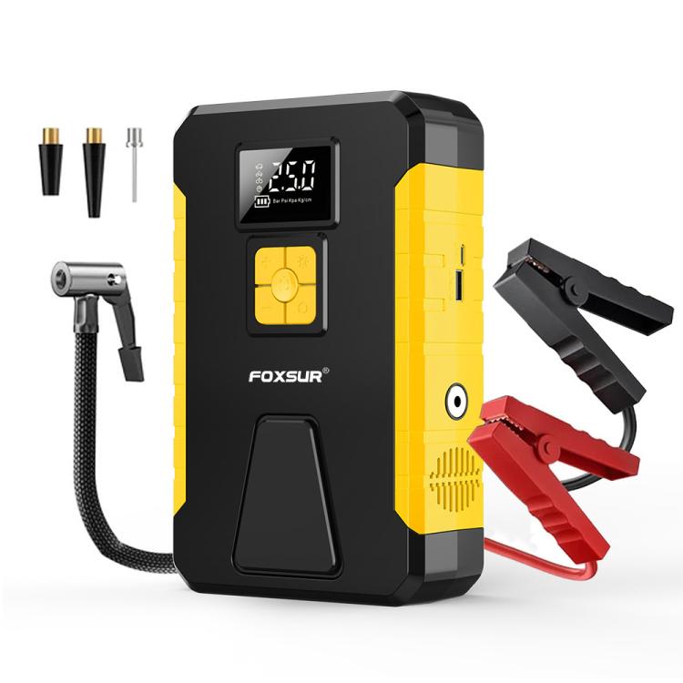 FOXSUR Car Emergency Starter Power Supply Multi-function Portable Car Air Pump(Yellow) - Power Bank by FOXSUR | Online Shopping UK | buy2fix