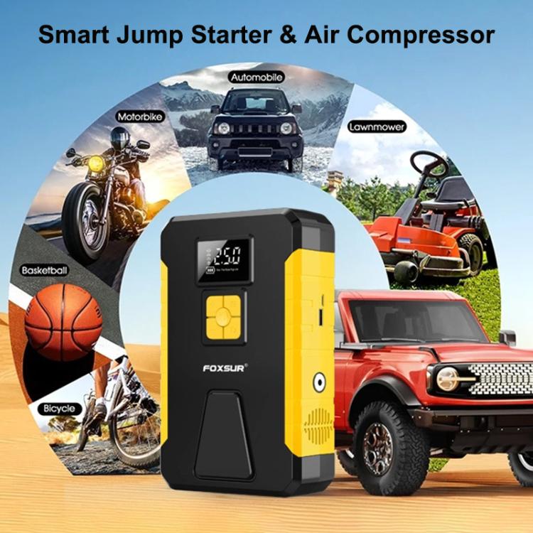 FOXSUR Car Emergency Starter Power Supply Multi-function Portable Car Air Pump(Yellow) - Power Bank by FOXSUR | Online Shopping UK | buy2fix