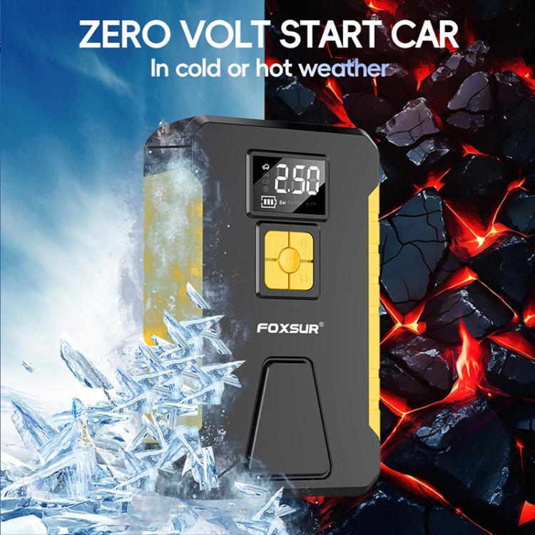 FOXSUR Car Emergency Starter Power Supply Multi-function Portable Car Air Pump(Yellow) - Power Bank by FOXSUR | Online Shopping UK | buy2fix