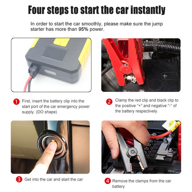 FOXSUR Car Emergency Starter Power Supply Multi-function Portable Car Air Pump(Yellow) - Power Bank by FOXSUR | Online Shopping UK | buy2fix