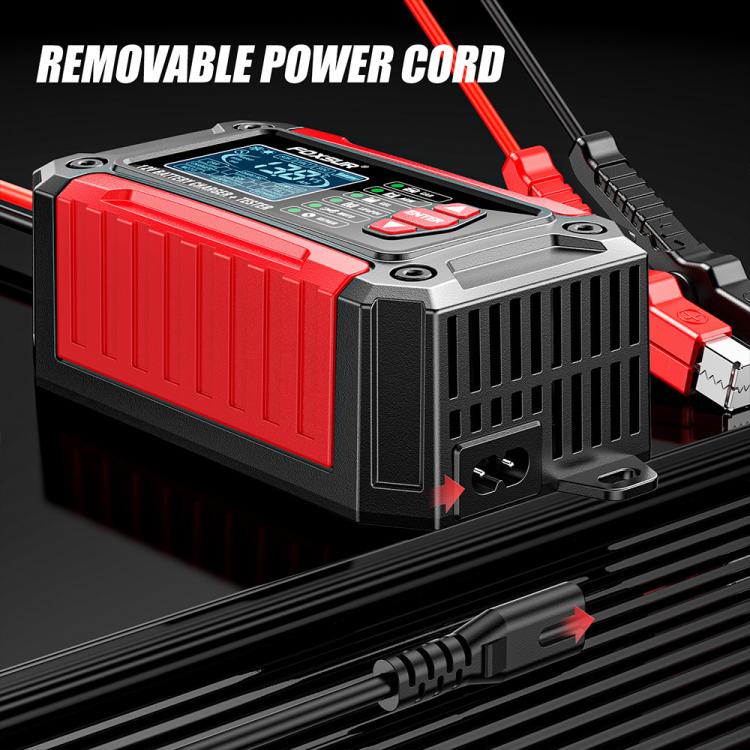 FOXSUR FTC-1206 2 in 1 12V Charging Tester Integrated Machine Car Motorcycle Battery Charger Tester, US Plug(Red) - Battery Charger by FOXSUR | Online Shopping UK | buy2fix