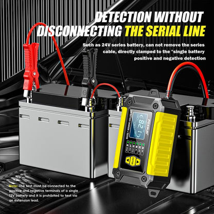 FOXSUR FTC-1206 2 in 1 12V Charging Tester Integrated Machine Car Motorcycle Battery Charger Tester, UK Plug(Yellow) - Battery Charger by FOXSUR | Online Shopping UK | buy2fix