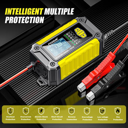 FOXSUR FTC-1206 2 in 1 12V Charging Tester Integrated Machine Car Motorcycle Battery Charger Tester, AU Plug(Yellow) - Battery Charger by FOXSUR | Online Shopping UK | buy2fix