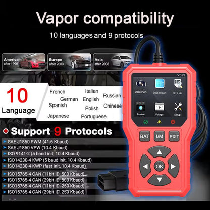 FOXSUR V529 OBD2 Car Engine Fault Code Reader Diagnostic Instrument(Red) - Code Readers & Scan Tools by FOXSUR | Online Shopping UK | buy2fix