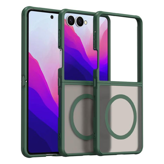 For Galaxy Z Flip8 5G Fan Dun Series TPU Hybrid PC Frosted Magsafe Phone Case(Green)