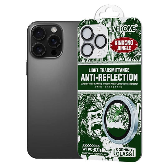 For iPhone 16 Pro / 16 Pro Max WK WTPC-011 Jungle Series Kinkong Imitation Metal Camera Lens Protector Film(Black)