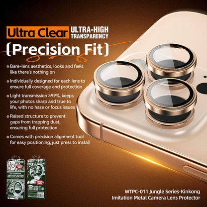 For iPhone 16 Pro / 16 Pro Max WTPC-011 Jungle Series Kinkong Imitation Metal Camera Lens Protector Film(Transparent) - iPhone 16 Pro Max Tempered Glass by WK | Online Shopping UK | buy2fix