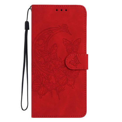 For iPhone Air Moonlit Butterfly Dance Pattern Embossed Leather Phone Case(Red) - iPhone Air Cases by buy2fix | Online Shopping UK | buy2fix