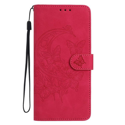 For iPhone Air Moonlit Butterfly Dance Pattern Embossed Leather Phone Case(Rose Red) - iPhone Air Cases by buy2fix | Online Shopping UK | buy2fix