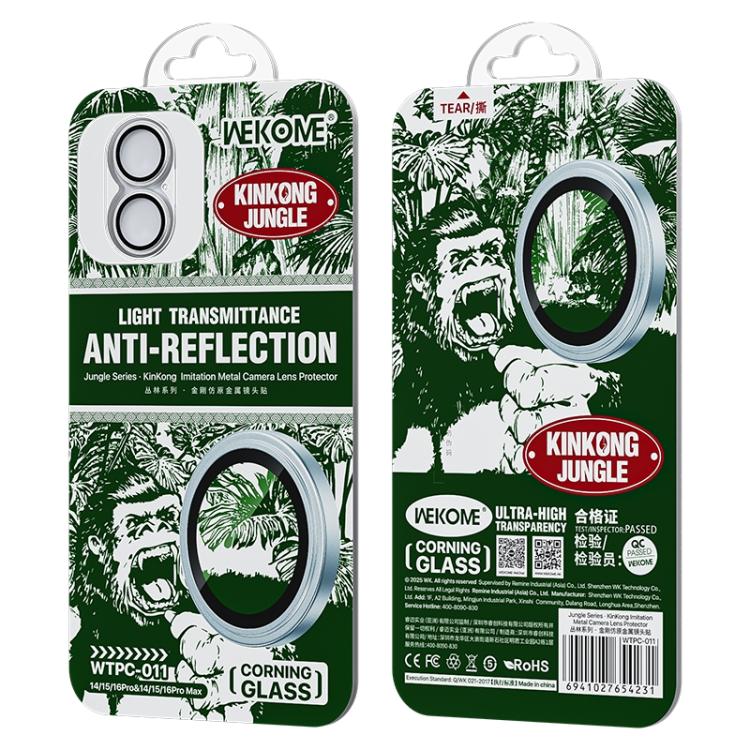 For iPhone 16 / 16 Plus WK WTPC-011 Jungle Series Kinkong Imitation Metal Camera Lens Protector Film(Silver) - iPhone 16 Tempered Glass by WK | Online Shopping UK | buy2fix