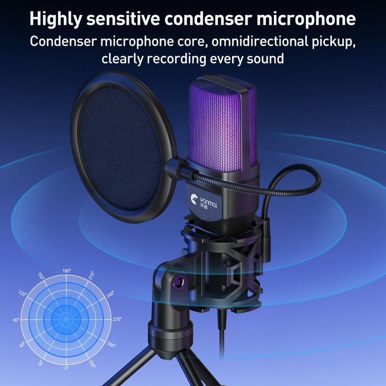 Yanmai SF-777R RGB Light Desktop Noise Reduction Microphone with Anti-spray Net - Microphone by Yanmai | Online Shopping UK | buy2fix