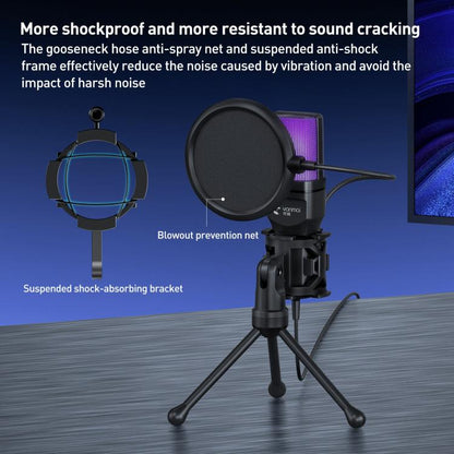 Yanmai SF-777R RGB Light Desktop Noise Reduction Microphone with Anti-spray Net - Microphone by Yanmai | Online Shopping UK | buy2fix