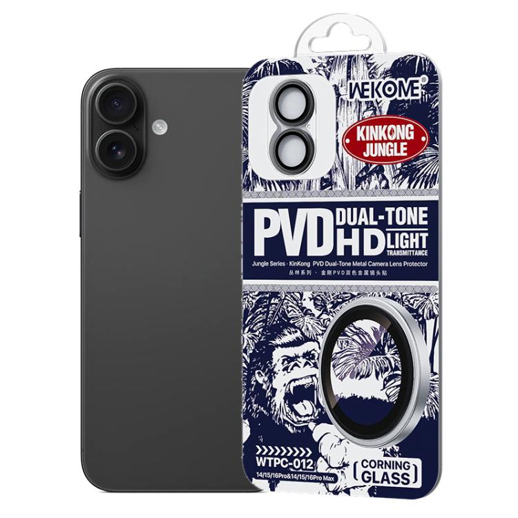 For iPhone 16 / 16 Plus WK WTPC-012 Jungle Series Kinkong PVD Dual-color Metal Lens Protector Film(Black) - iPhone 16 Tempered Glass by WK | Online Shopping UK | buy2fix