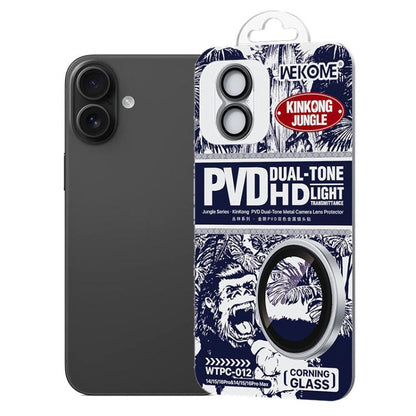 For iPhone 16 / 16 Plus WK WTPC-012 Jungle Series Kinkong PVD Dual-color Metal Lens Protector Film(Black) - iPhone 16 Tempered Glass by WK | Online Shopping UK | buy2fix