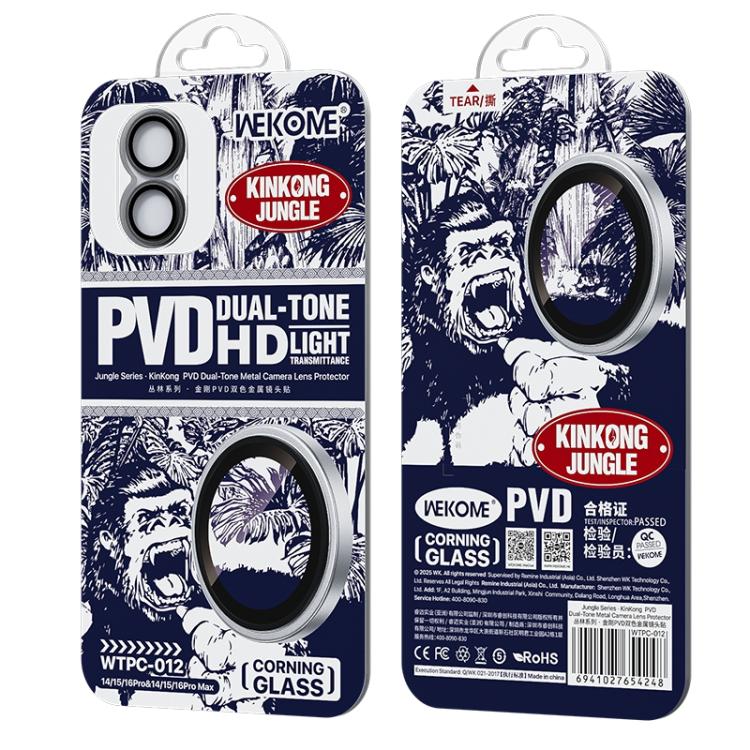 For iPhone 16 / 16 Plus WK WTPC-012 Jungle Series Kinkong PVD Dual-color Metal Lens Protector Film(Black) - iPhone 16 Tempered Glass by WK | Online Shopping UK | buy2fix