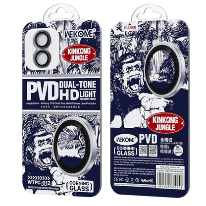 For iPhone 16 / 16 Plus WK WTPC-012 Jungle Series Kinkong PVD Dual-color Metal Lens Protector Film(Black) - iPhone 16 Tempered Glass by WK | Online Shopping UK | buy2fix