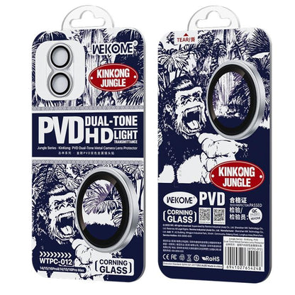 For iPhone 16 / 16 Plus WK WTPC-012 Jungle Series Kinkong PVD Dual-color Metal Lens Protector Film(Silver) - iPhone 16 Tempered Glass by WK | Online Shopping UK | buy2fix