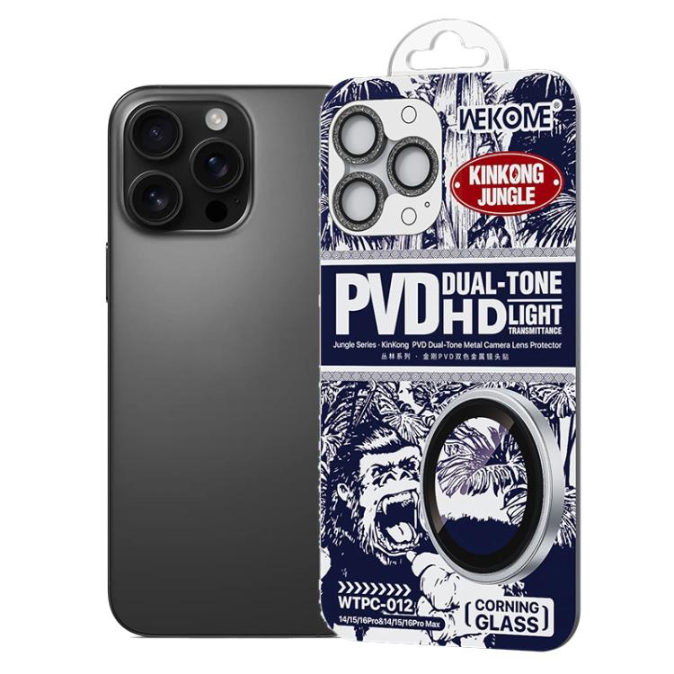 For iPhone 16 Pro / 16 Pro Max WK WTPC-012 Jungle Series Kinkong Sparkling Diamond Metal Lens Protector Film(Black) - iPhone 16 Pro Max Tempered Glass by WK | Online Shopping UK | buy2fix