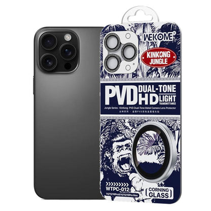 For iPhone 16 Pro / 16 Pro Max WK WTPC-012 Jungle Series Kinkong Sparkling Diamond Metal Lens Protector Film(Black) - iPhone 16 Pro Max Tempered Glass by WK | Online Shopping UK | buy2fix