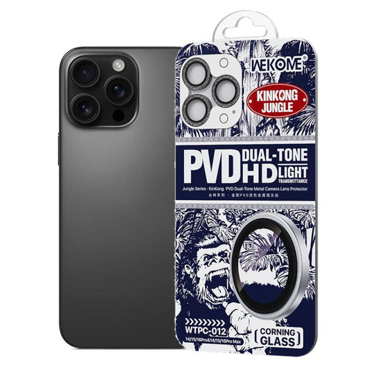 For iPhone 16 Pro / 16 Pro Max WK WTPC-012 Jungle Series Kinkong Sparkling Diamond Metal Lens Protector Film(Black) - iPhone 16 Pro Max Tempered Glass by WK | Online Shopping UK | buy2fix