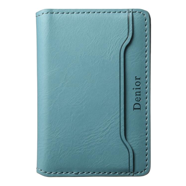 Denior V01 Magsafe Wallet Cowhide Texture Leather Magnetic Card Holder Bag(Blue) - Adhesive Card Holders by Denior | Online Shopping UK | buy2fix