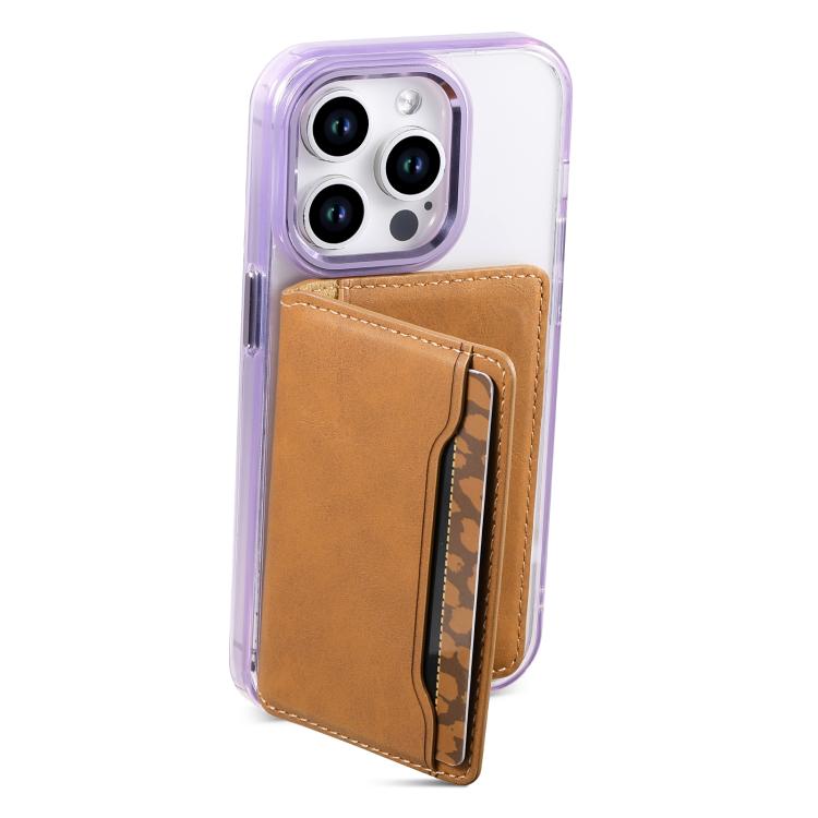 Denior V08 Magsafe Wallet Retro Texture Leather Magnetic Card Holder Bag(Brown) - Adhesive Card Holders by Denior | Online Shopping UK | buy2fix