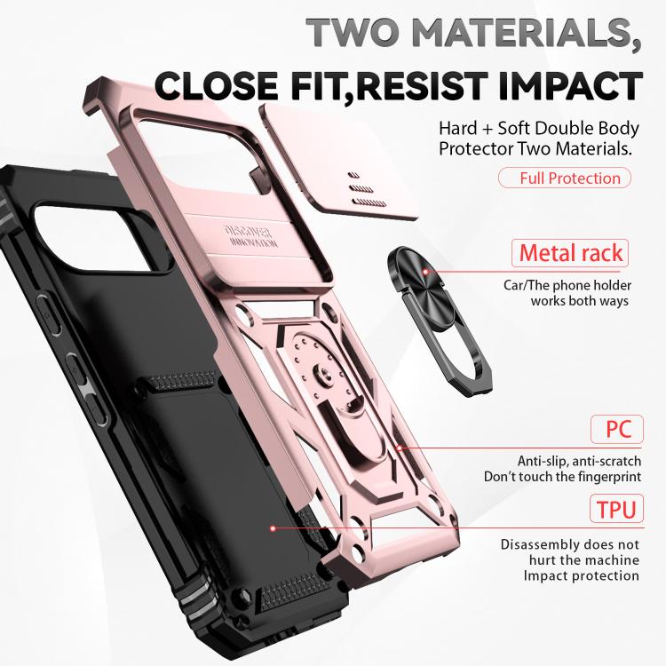 For Google Pixel 10 Sliding Camshield Holder Phone Case(Rose Gold) - Google Cases by buy2fix | Online Shopping UK | buy2fix