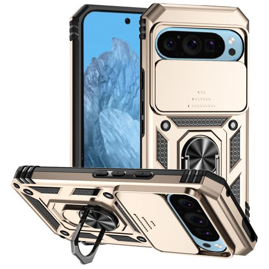 For Google Pixel 10 Pro Sliding Camshield Holder Phone Case(Gold) - Google Cases by buy2fix | Online Shopping UK | buy2fix