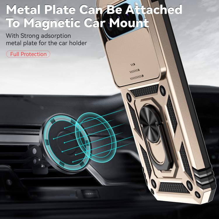 For Google Pixel 10 Pro Sliding Camshield Holder Phone Case(Gold) - Google Cases by buy2fix | Online Shopping UK | buy2fix